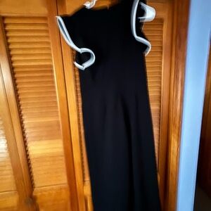 Elegant Black Dress with White Trim
